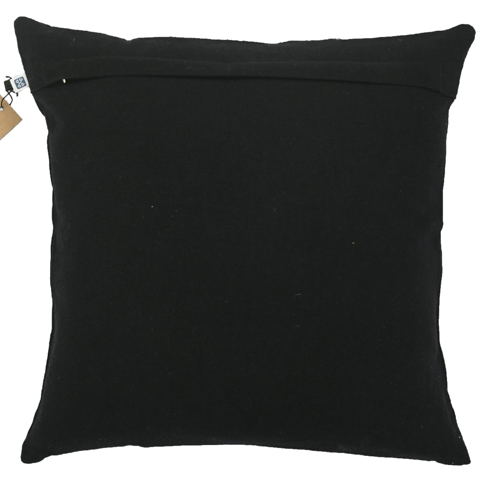 Heritage Weave Ikat Handloom Cotton Black Cushion Cover Size 16"x16"
