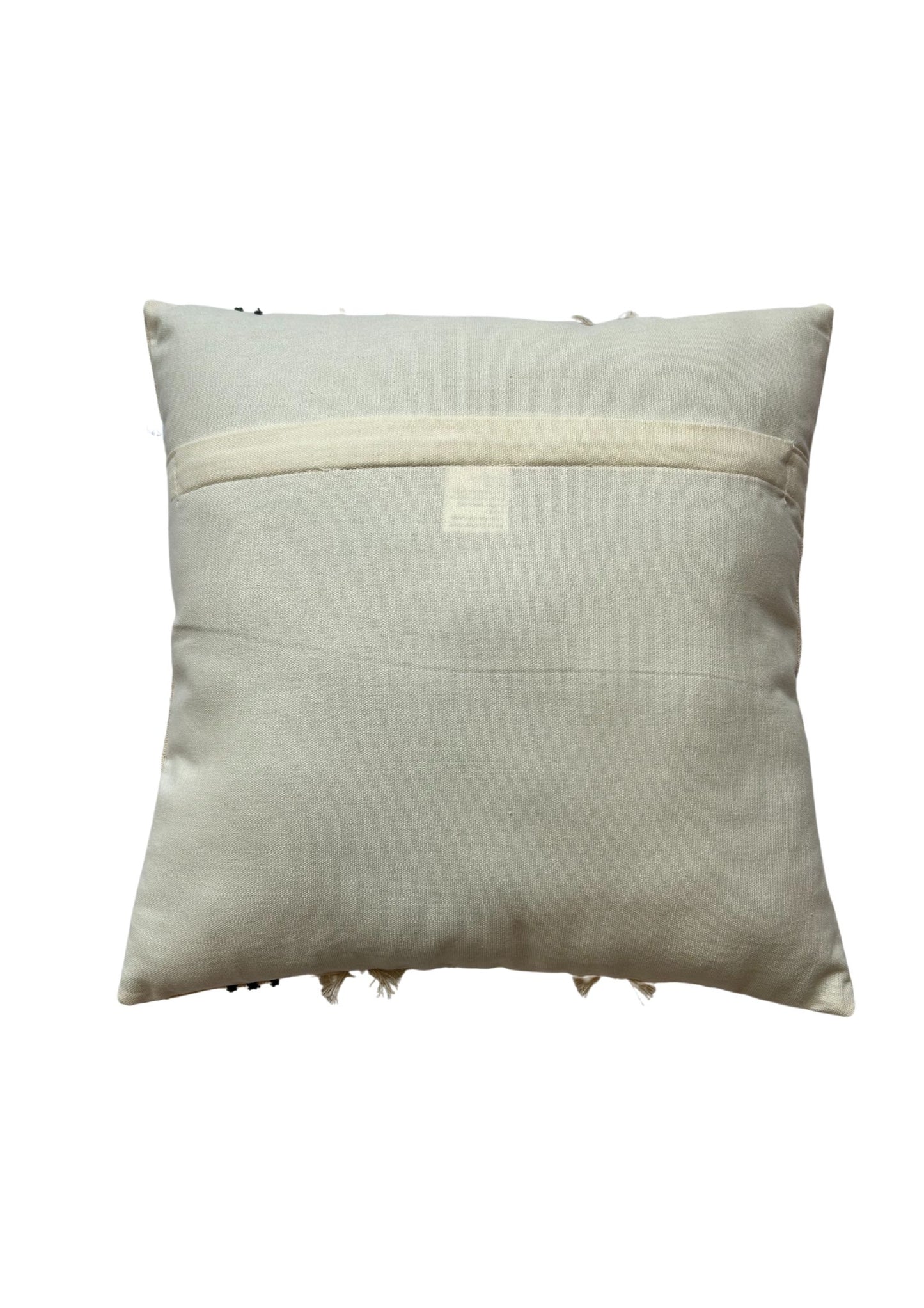 Hand Embroidery Twined Stitches Boho Cream Cotton Slub Cushion Cover Size 16"x16"