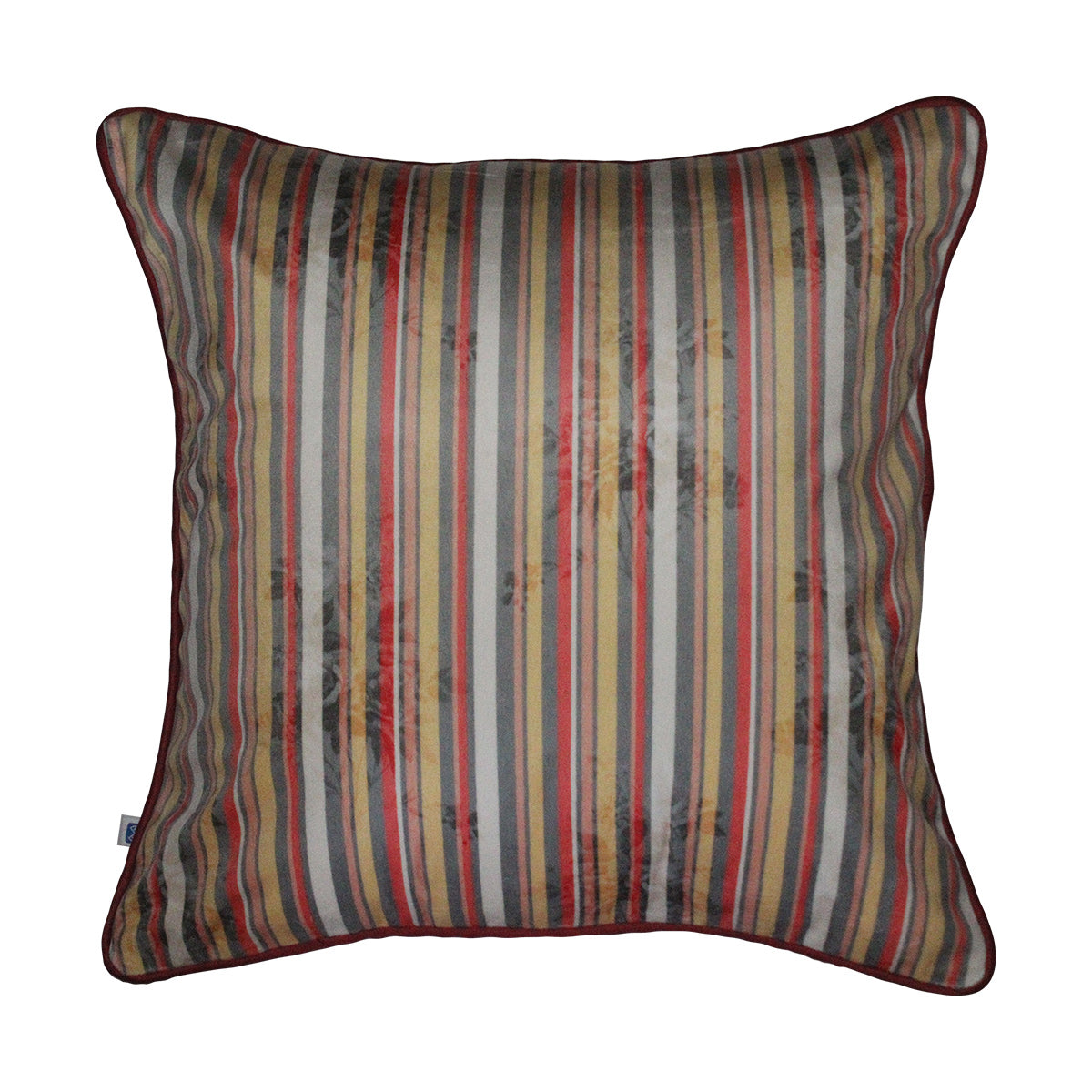 Stripes of Elegance Coral Geometric Mix and Match Print Velvet Cushion Cover 16" x 16" Set of 2