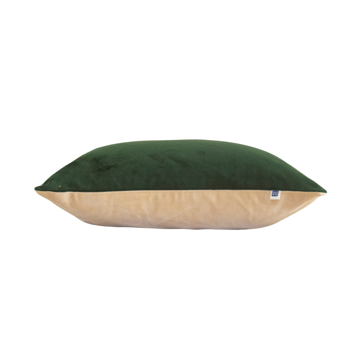 Evergreen Green Solid Reversible Velvet Cream Cushion Cover Size 16" x 16"