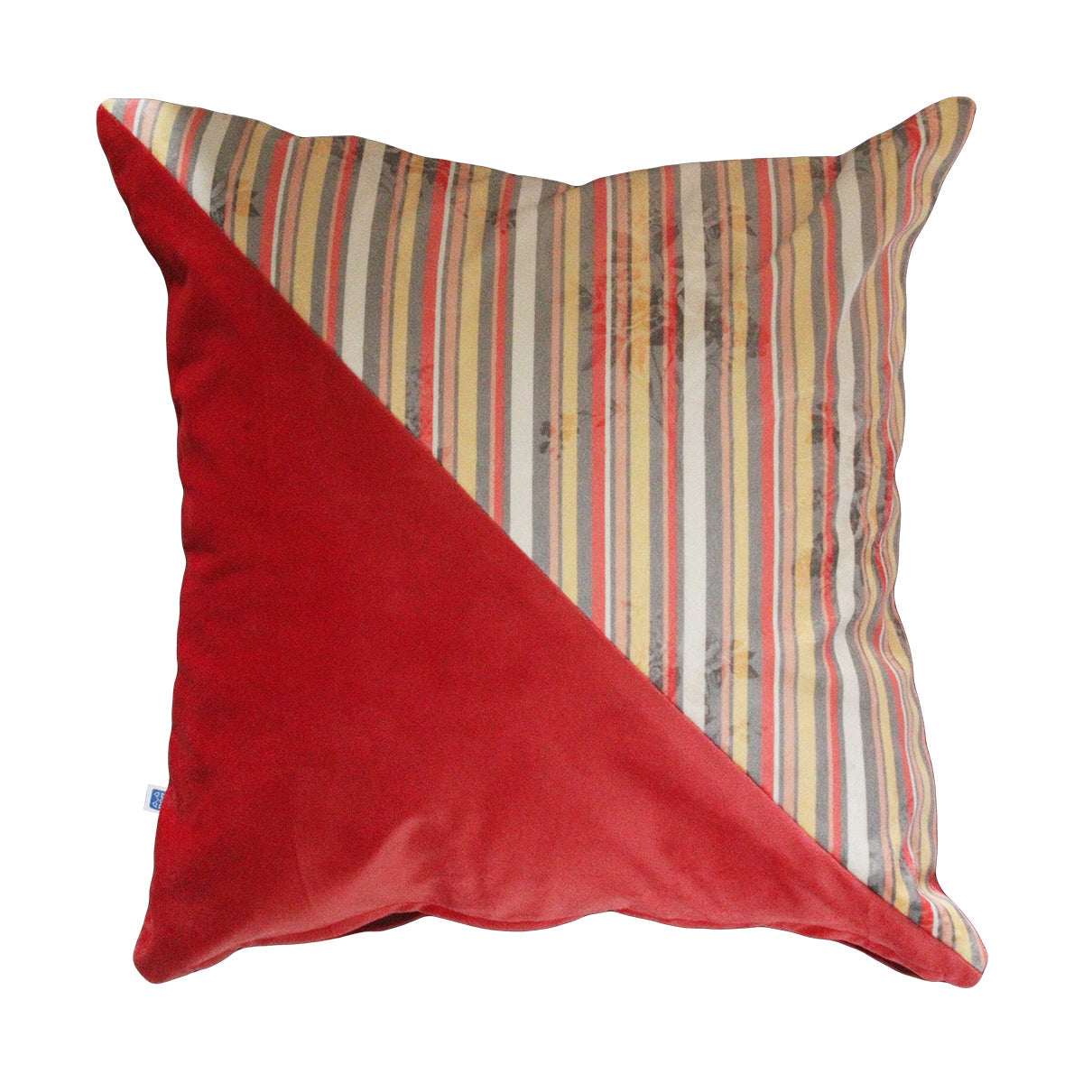 Stripes of Elegance Coral Geometric Mix and Match Print Velvet Cushion Cover 16" x 16" Set of 2