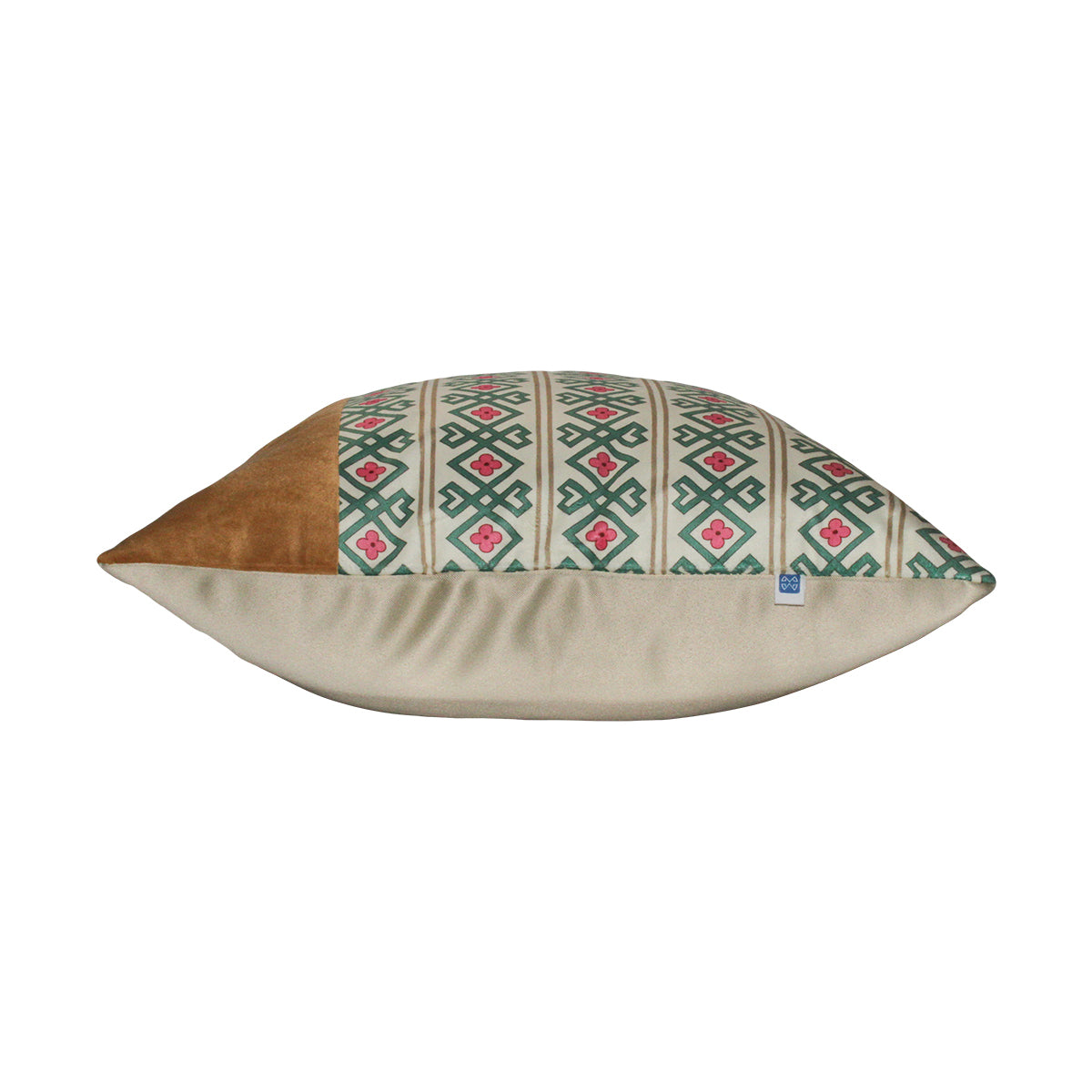 Designer Rhythmic Ribbons Print Velvet Camel Cushion Cover 16" X 16"