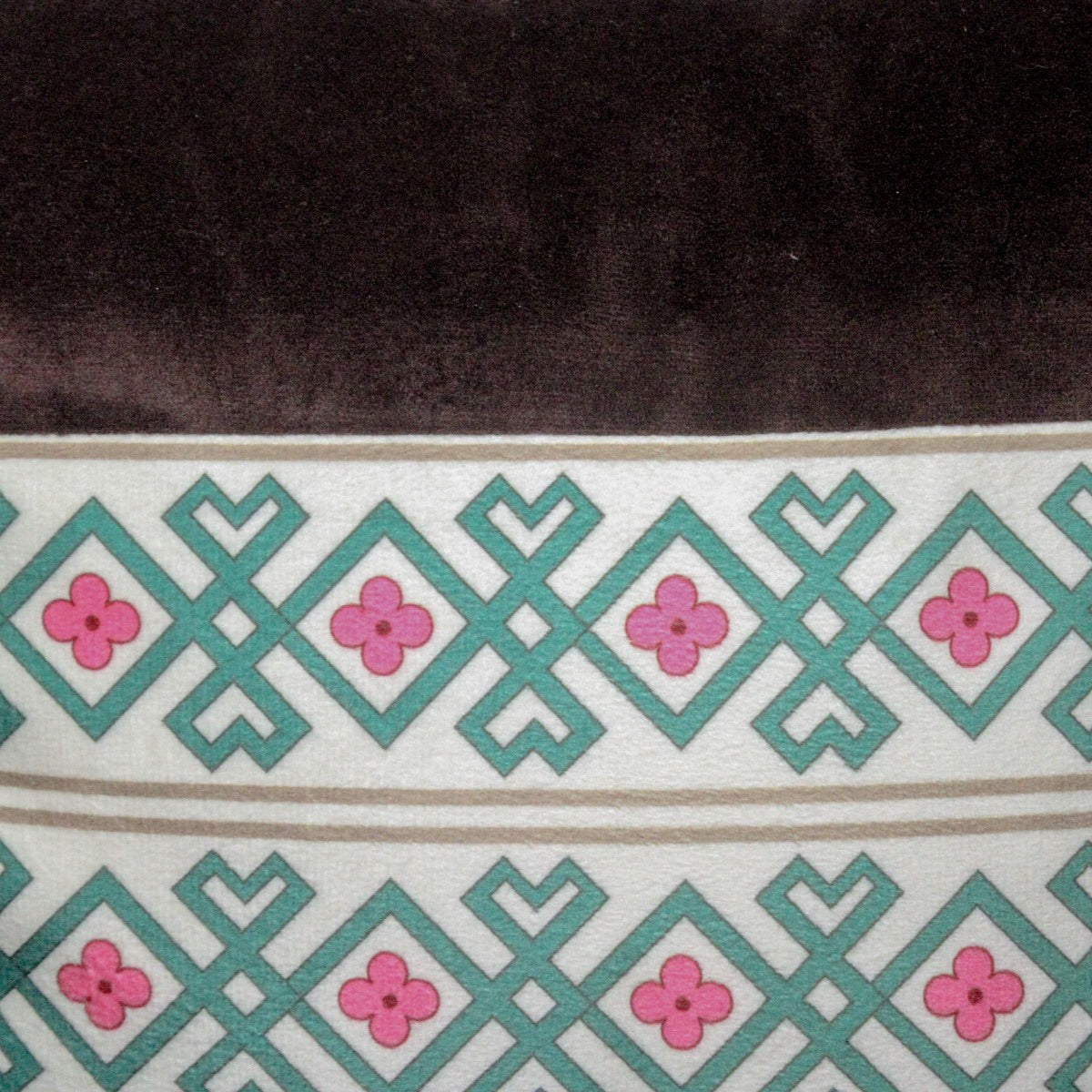 Designer Rhythmic Ribbons Print Velvet Brown Cushion Cover 16" X 16"