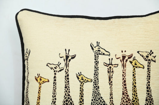 Giraffe Print Art Silk Chenille Weave Cream Cushion Cover Size 16"x16"