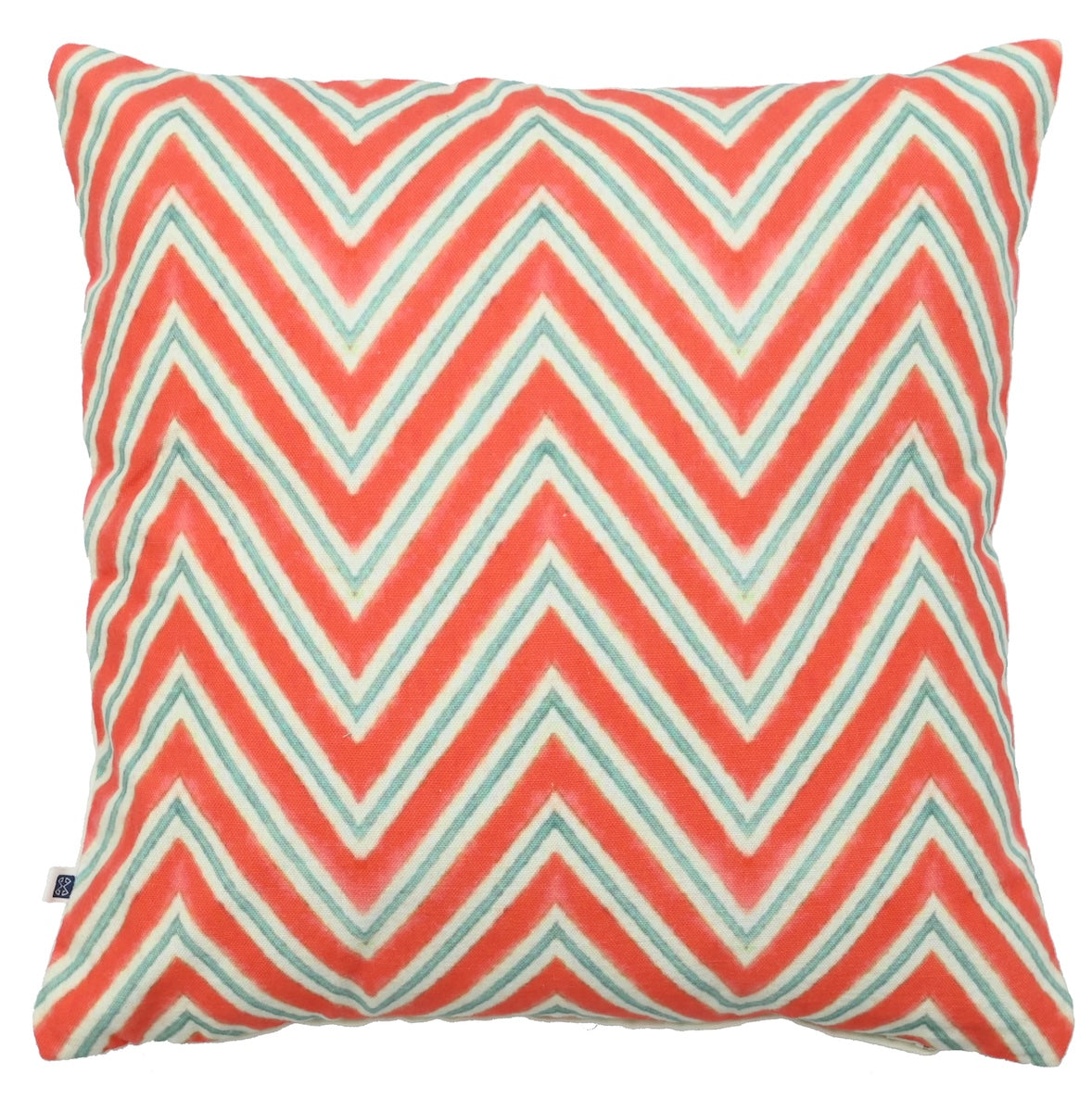 Chevron Pattern Water Colour Print Multicolour Cotton Cushion Cover Size 16"x16"