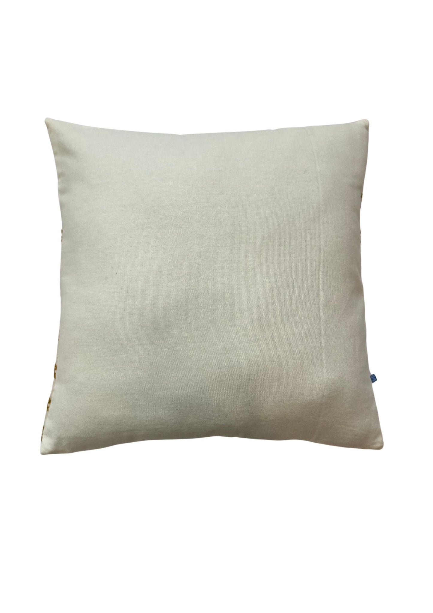 Hand Embroidery Aztec Diamonds Mustard Cotton Slub Cushion Cover Size 16"x16"