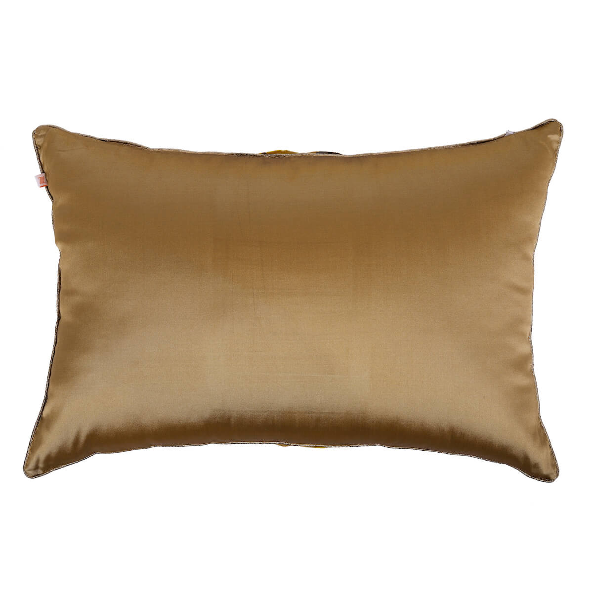 Cotton Silk Golden Cushion Cover with Pleats Detailing Size 18”X12”