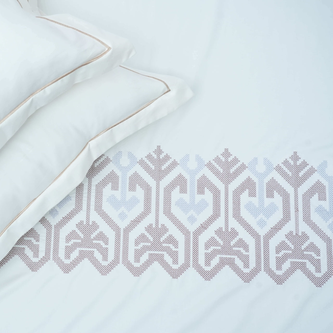 Art Cream Blossom 100% Cotton Embroidered Flat Bed Sheet – 400 TC – 90" x 108"