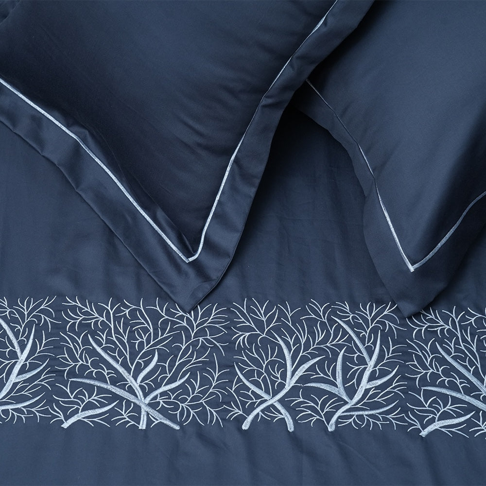 Art Noir Botanica 100% Cotton Embroidered Flat Bed Sheet – 400 TC – 90" x 108"