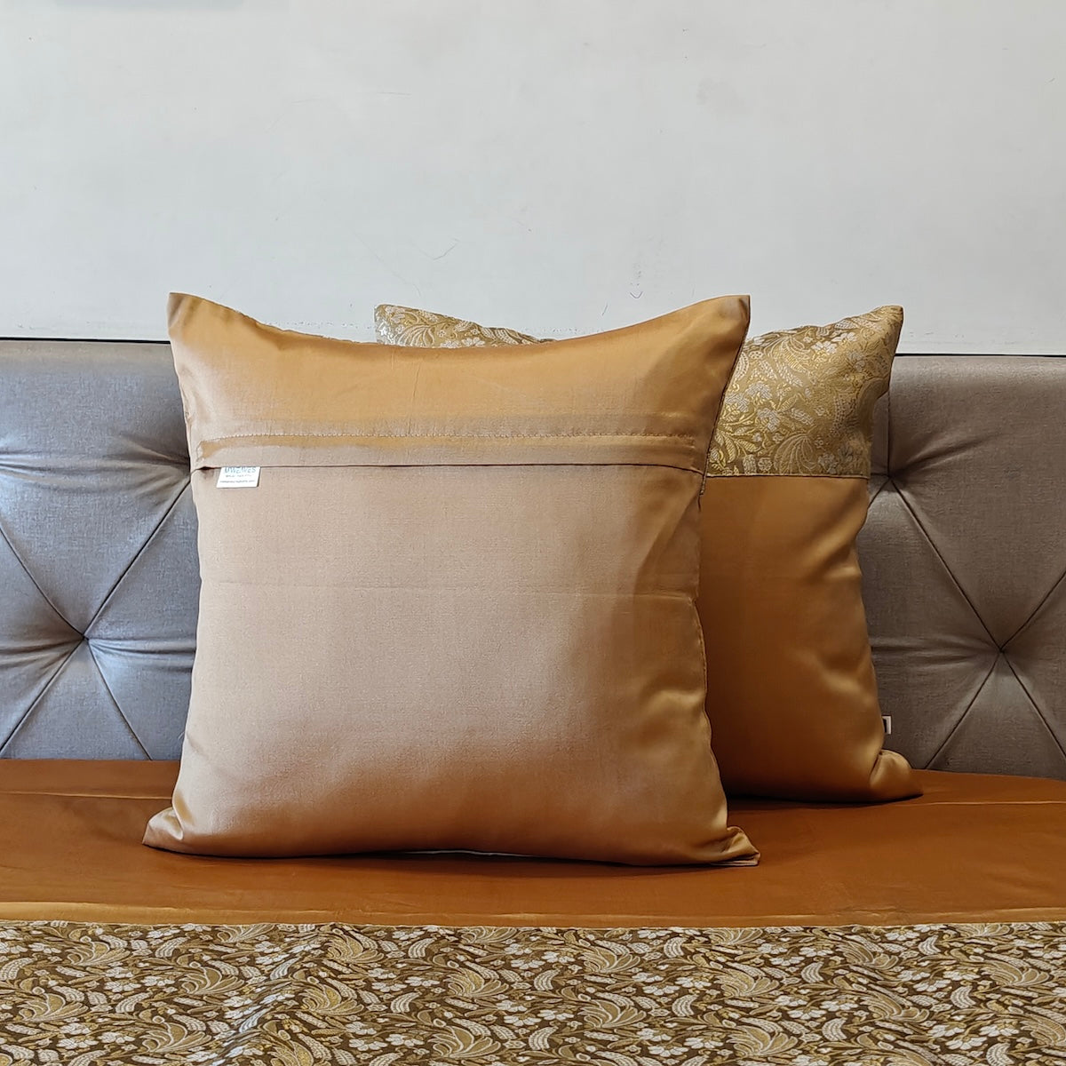 Luxe Marigold Banarasi Brocade Bedcover & Cushion Cover Set