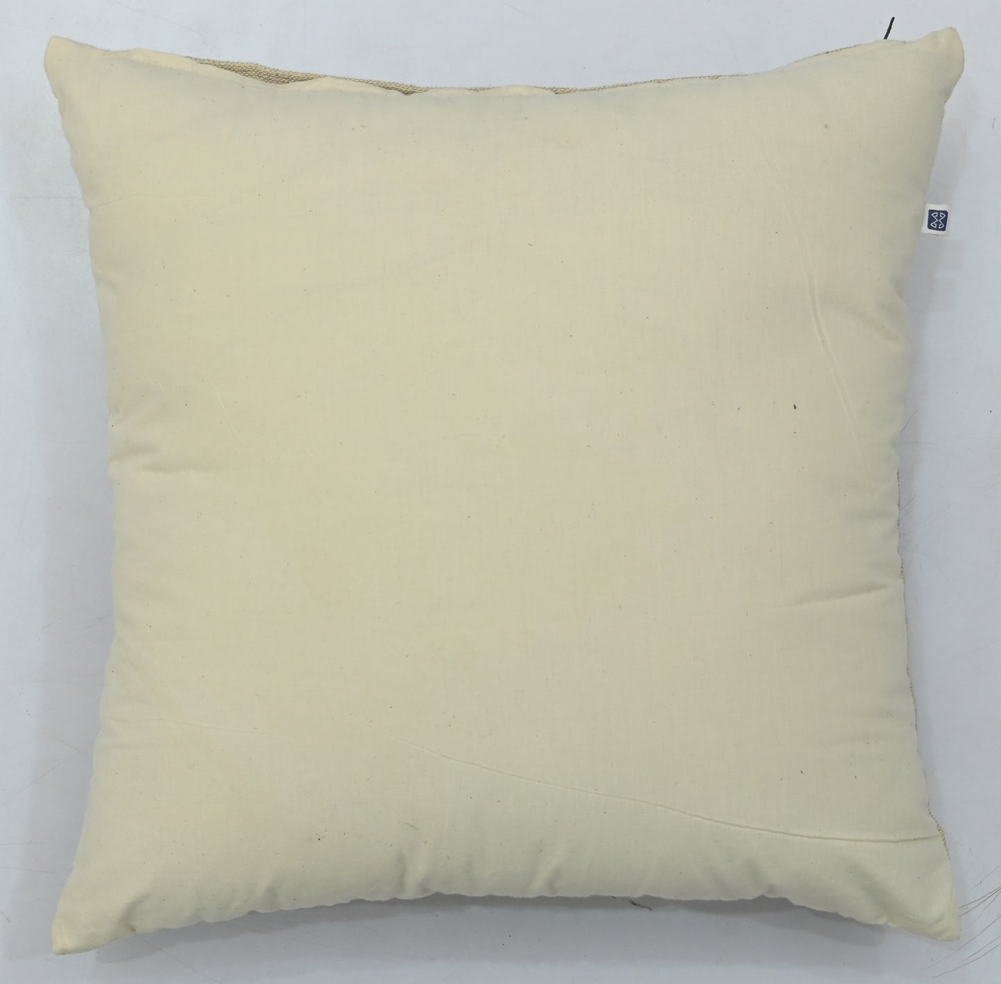 Hand Embroidery Aster Light Brown Cotton Cushion Cover Size 16"x16"