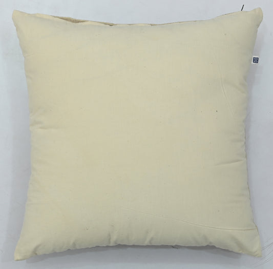 Hand Embroidery Aster Light Brown Cotton Cushion Cover Size 16"x16"