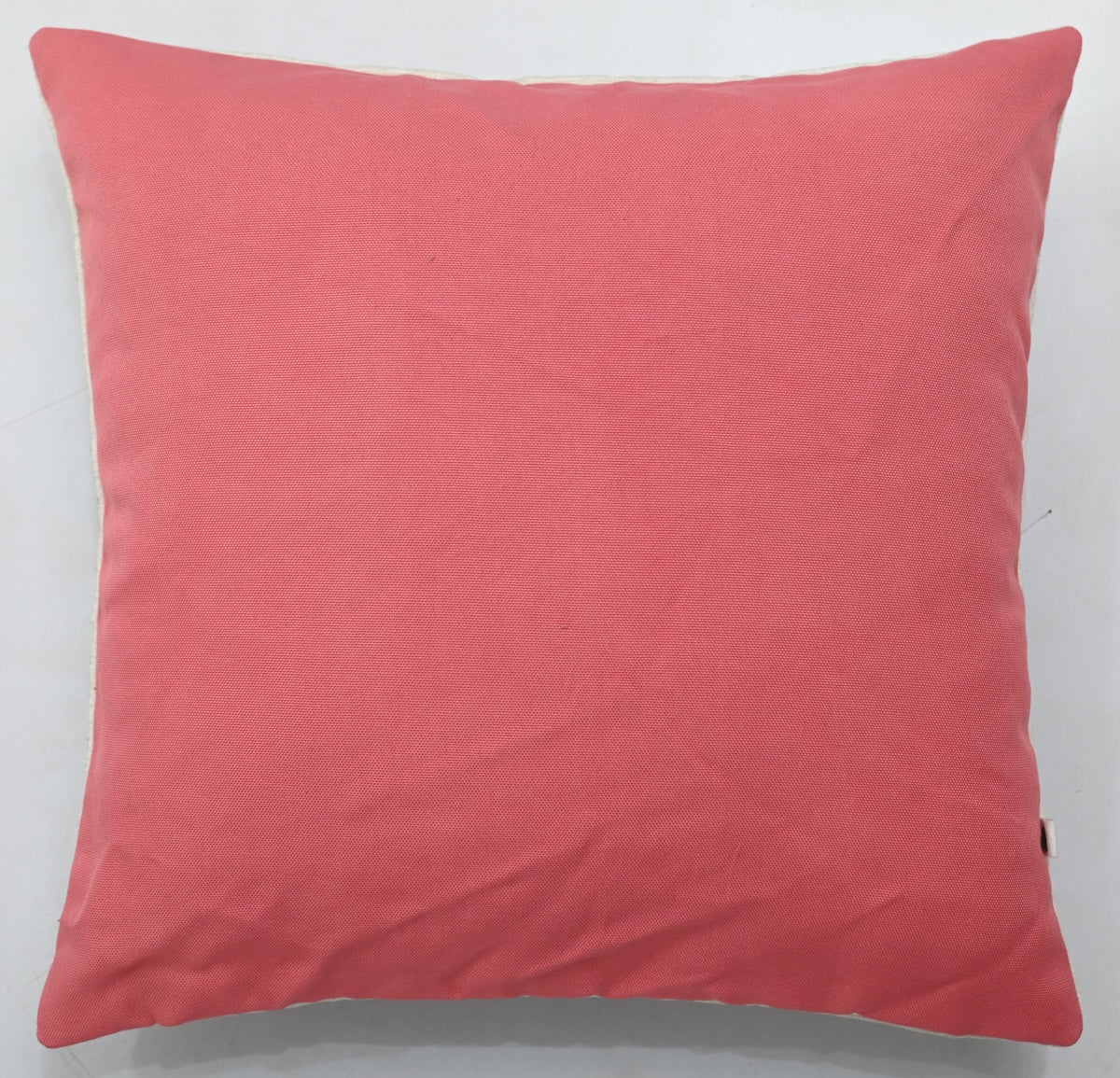 Tree of Life Hand Knot Embroidery and Print Art Silk Cheneil Weave Offwhite and Pink Cushion Cover Size 16"x16"
