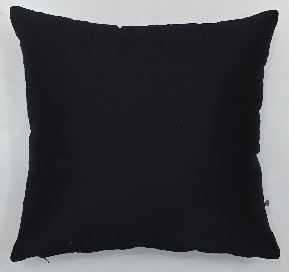 Aari Embroidered White Spring Blossom Design Black Denim Cushion Cover Size 16"x16"