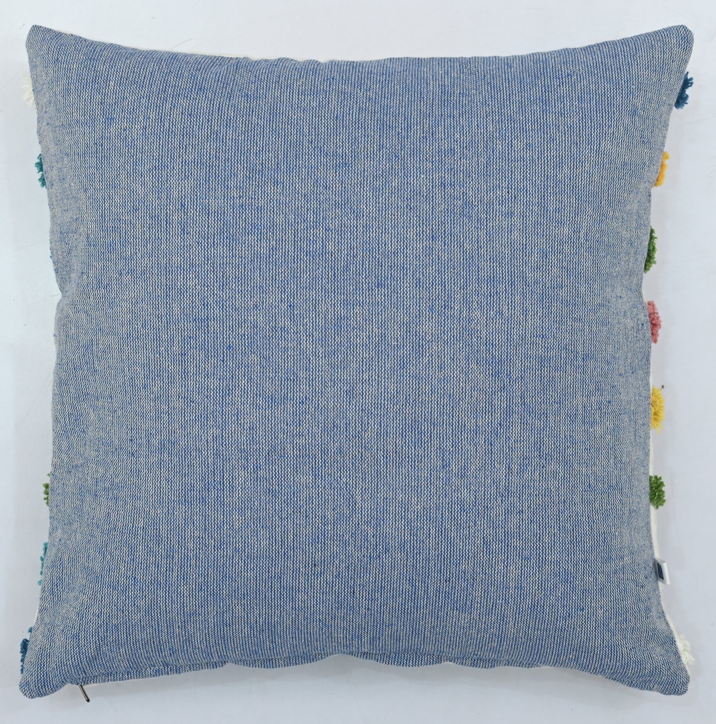Multi-Colored Lines Tufted Cotton Cushion Cover White 16" x 16"