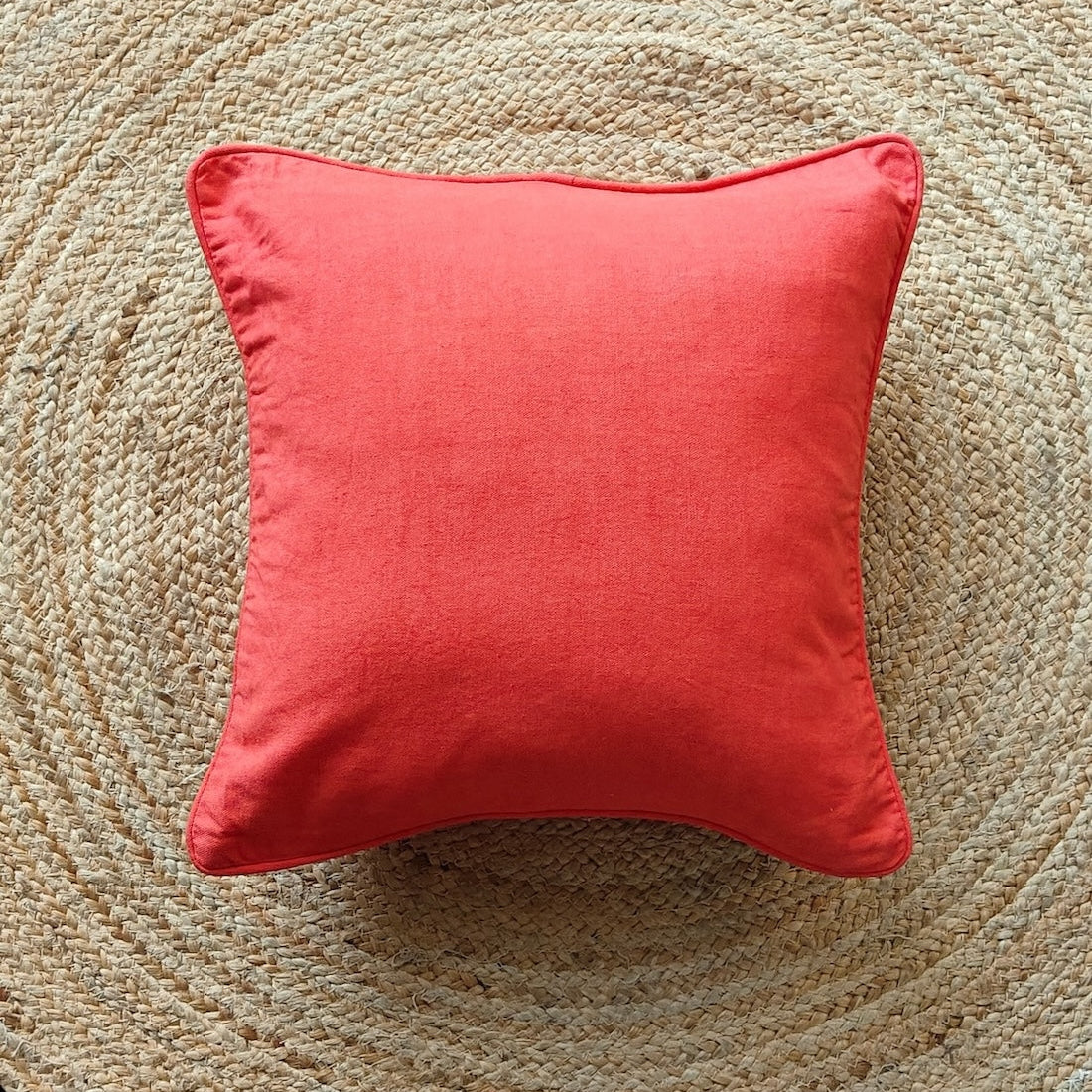Solid Reversible Coral Sand Cotton Cushion Cover Size 16"x16" Set of 2