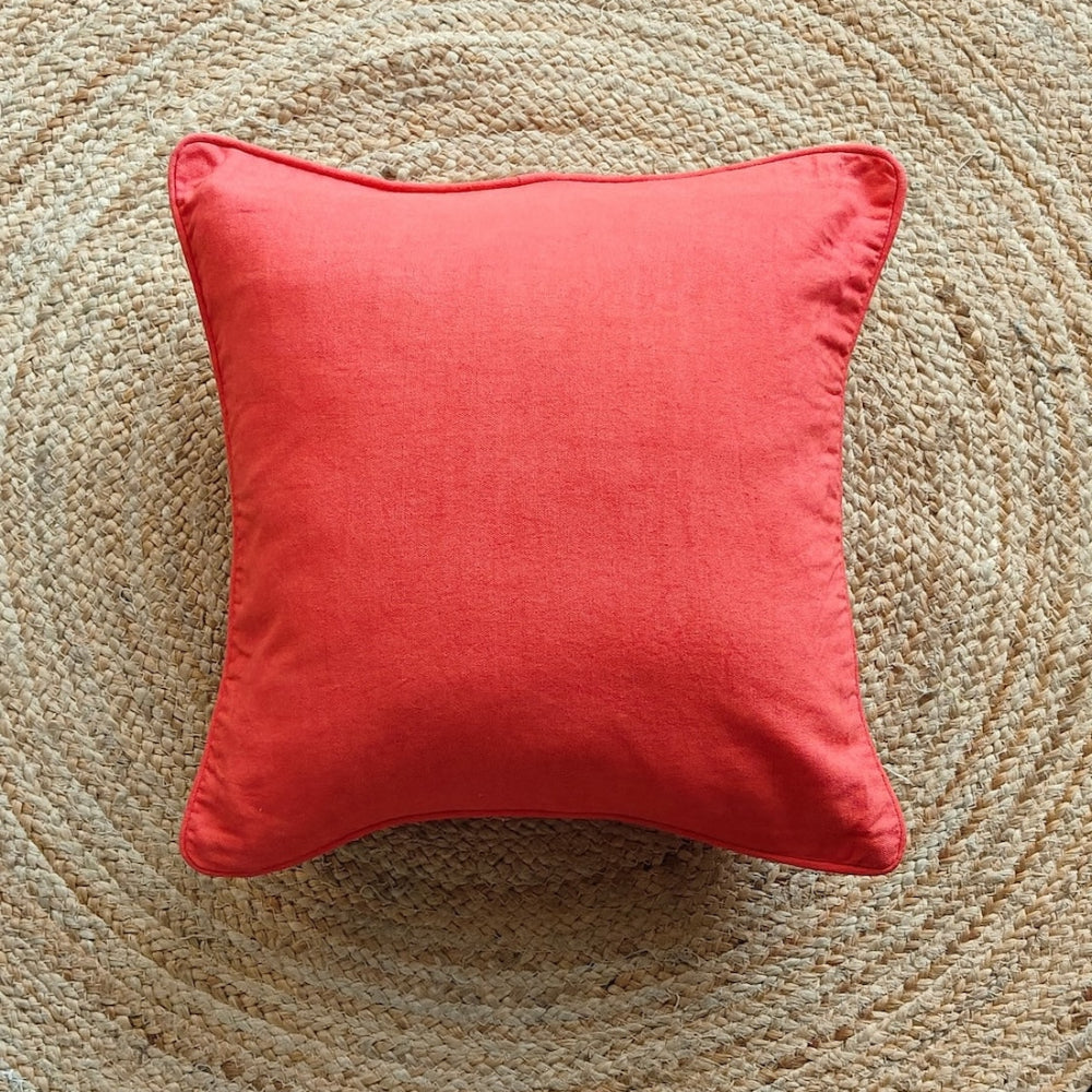 Solid Reversible Coral Sand Cotton Cushion Cover Size 16"x16" Set of 2