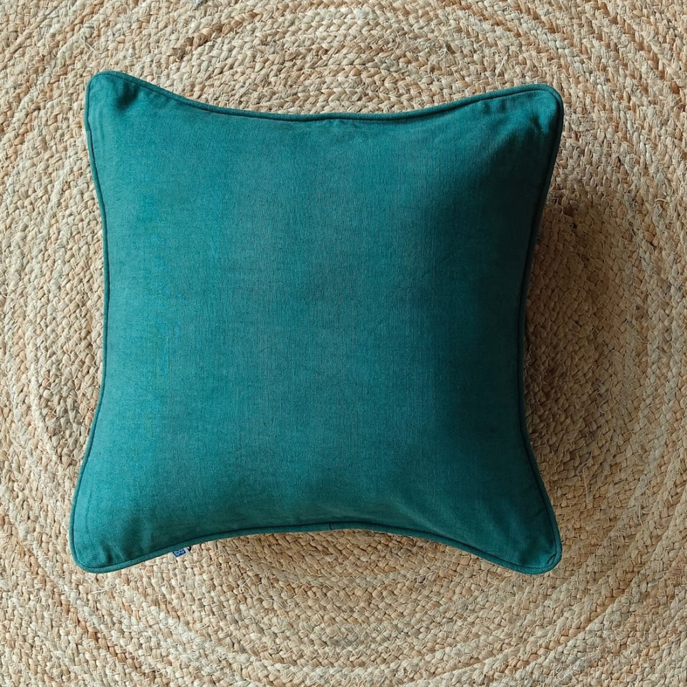 Solid Reversible Jade Green Cotton Cushion Cover Size 16"x16" Set of 2