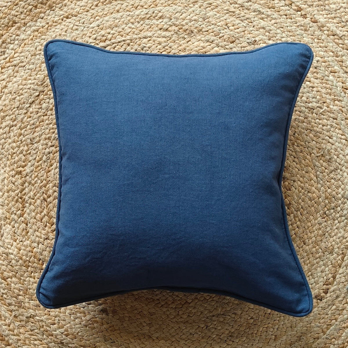 Solid Reversible Magnetic Navy Blue Cotton Cushion Cover Size 16"x16" Set of 2