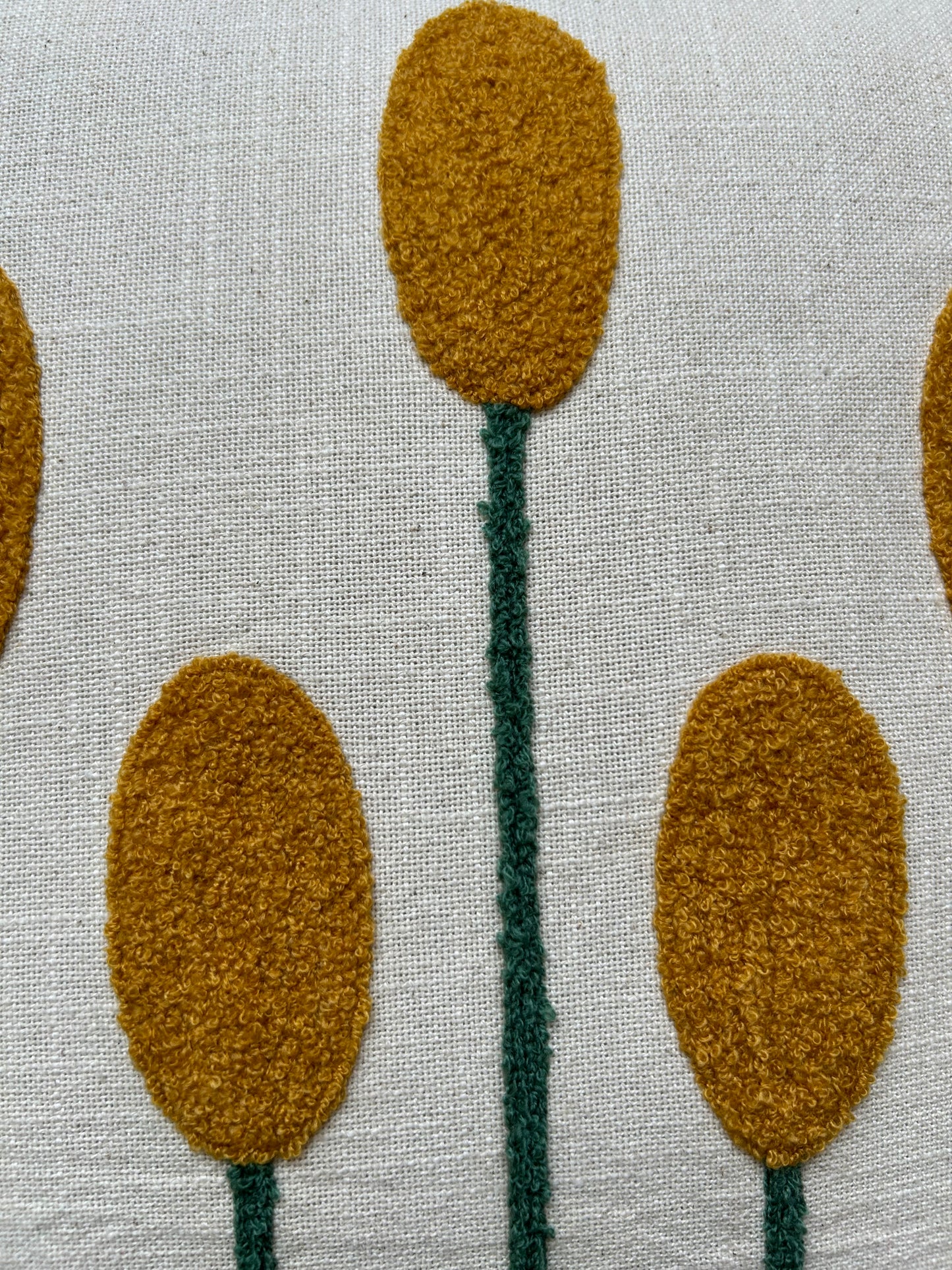 Hand Embroidery Sunbeam Bloom Cream Cotton Slub Cushion Cover Size 16"x16"