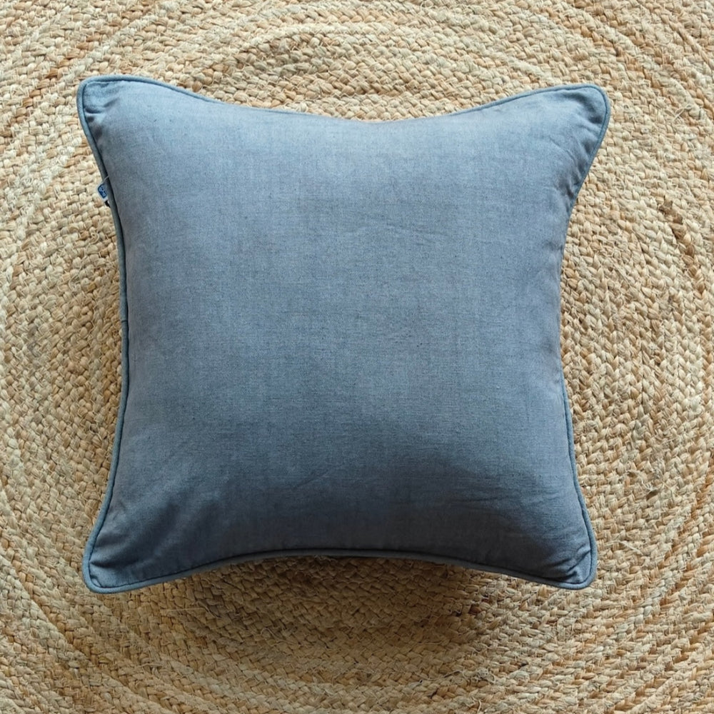 Solid Reversible Sage Grey Cotton Cushion Cover Size 16"x16" Set of 2