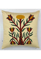 Aztec Tree Suzani Embroidered Cotton Satin Cream Cushion Cover 16"x16"