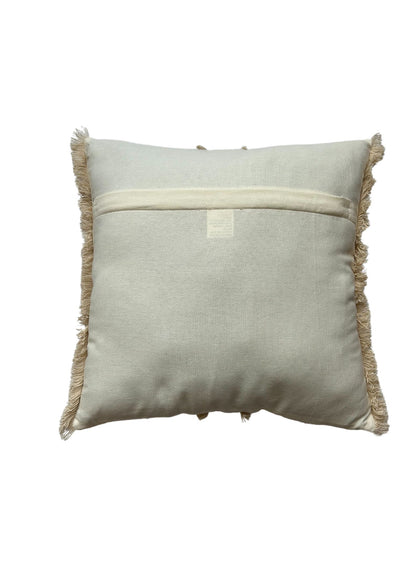 Crochet Lace Fringes Designer Cream Cotton Slub Cushion Cover Size 16"x16" Set of 2