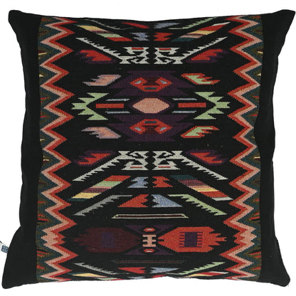 Heritage Weave Ikat Handloom Cotton Black Cushion Cover Size 16"x16"