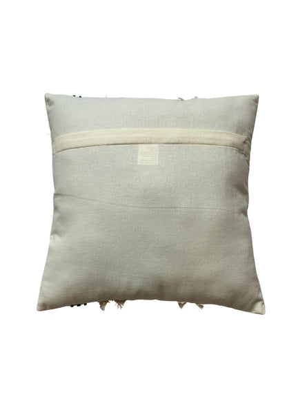 Hand Embroidery Twined Stitches Boho Cream Cotton Slub Cushion Cover Size 16"x16"