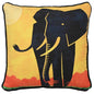 African Tusker Elephant Print Art Silk Cheneil Weave Offwhite Cushion Cover Size 16"x16"