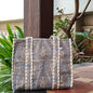Hand Block Vintage Printed Quilted Tote Bag Grey Size 14"x14"