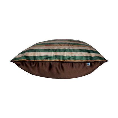 Stripes of Elegance Green Brown Geometric Mix and Match Print Velvet Cushion Cover 16" x 16" Set of 2