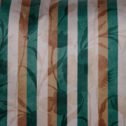 Stripes of Elegance Green Brown Geometric Mix and Match Print Velvet Cushion Cover 16" x 16" Set of 2