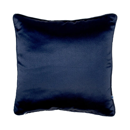 Pichwai Floral Aura Small Lotus Cream and Blue Print Velvet Cushion Cover 16" x 16"