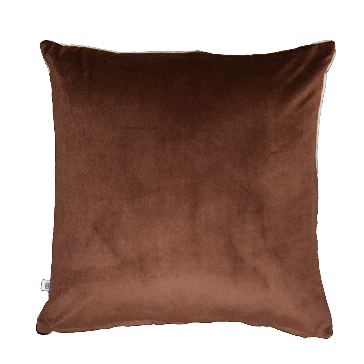 Mocha Cream Solid Reversible Velvet Brown and Cream Cushion Cover 16" x 16"