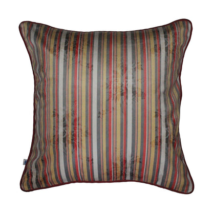 Stripes of Elegance Coral Geometric Mix and Match Print Velvet Cushion Cover 16" x 16" Set of 2