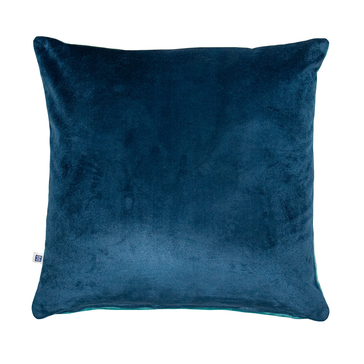 Ultramarine Solid Reversible Velvet Teal Blue and Navy Blue Cushion Cover 16" x 16"