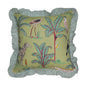 Wild Tropica Print Solid Green Frill Reversible Cotton Cushion Cover Size 16"x16" Set of 2
