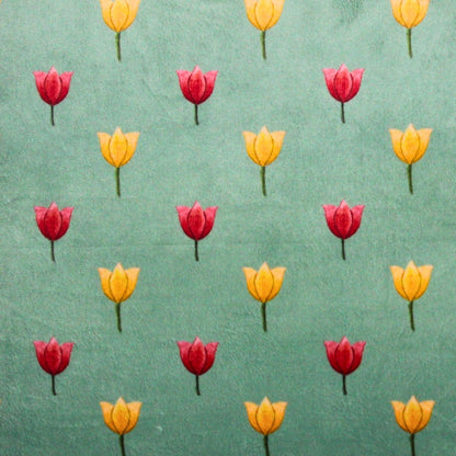 Pichwai Tulip Bloom Printed Sea Green Velvet Cushion Cover  16" X 16"