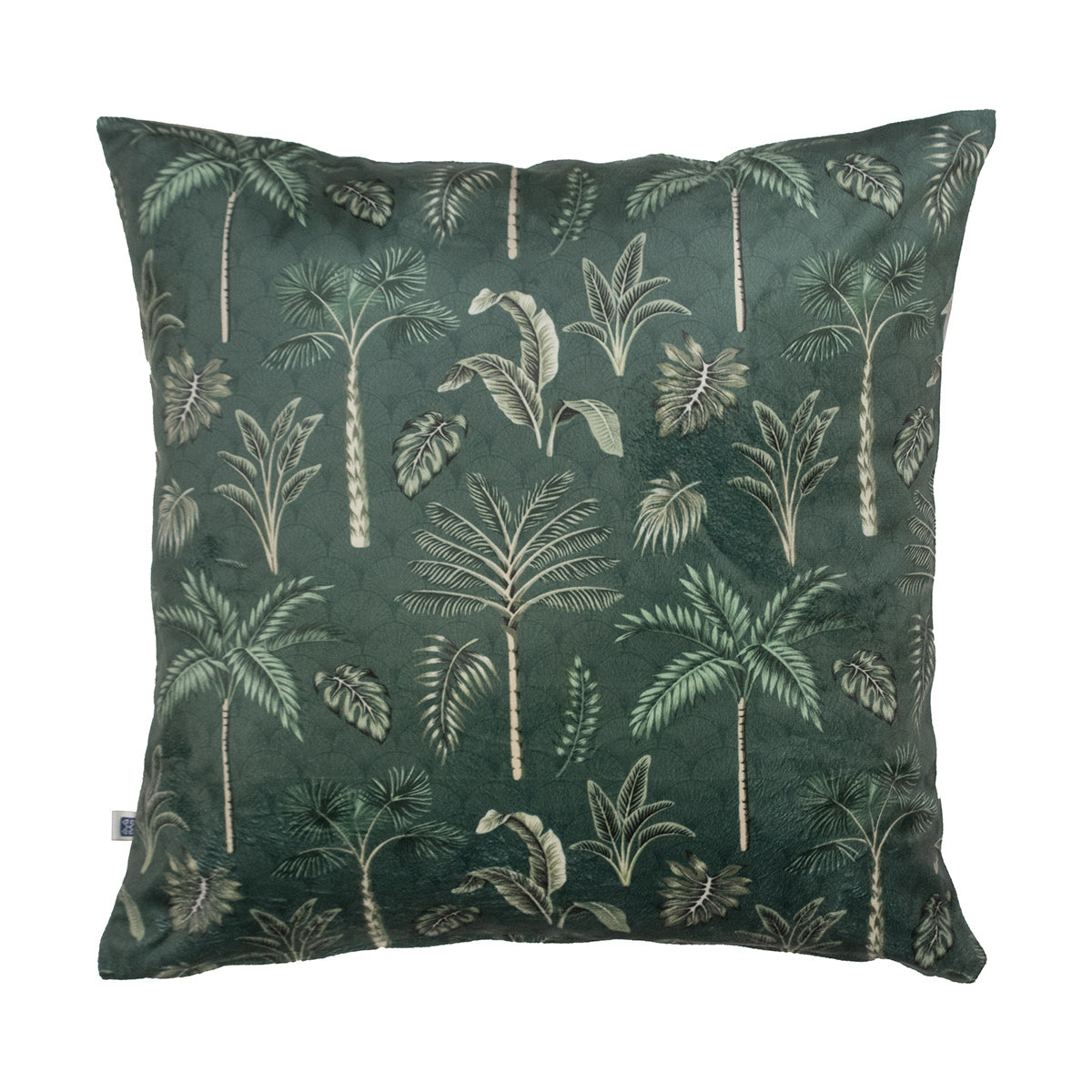 Tropical Paradise Palm Trees Printed Dark Green Cushion Cover 16" x 16"