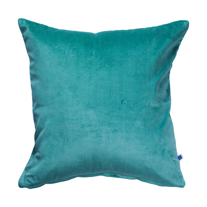 Aqua Splash Reversible Velvet Turquoise Blue Solid Cushion Cover Size 16" x 16"