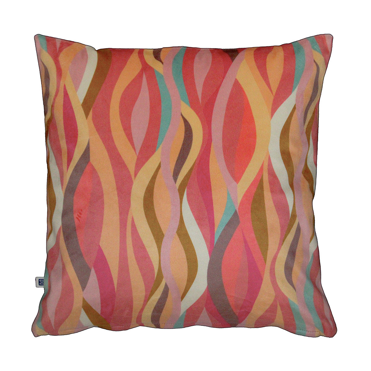 Decorative Entangled Waves Multicolour Print Velvet Cushion Cover 16" x 16"