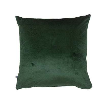 Evergreen Green Solid Reversible Velvet Cream Cushion Cover Size 16" x 16"