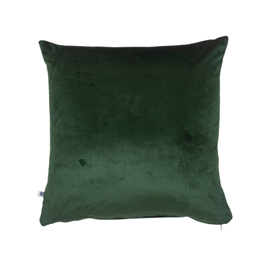 Evergreen Solid Reversible Velvet Bottle Green and Cream Cushion Cover 16" x 16"