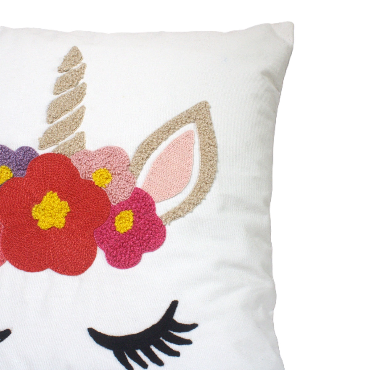 Cute Unicorn Embroidered Cushion Cover - 16" x 16"