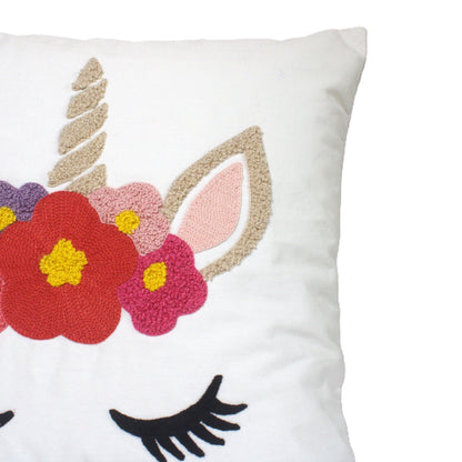 Cute Unicorn Embroidered Cushion Cover Size 16"x16"