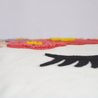 Cute Unicorn Embroidered Cushion Cover Size 16"x16"