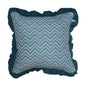 Block Print Global Threads Solid Blue Frill Reversible Cotton Cushion Cover Size 16"x16" Set of 2