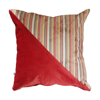 Stripes of Elegance Coral Geometric Mix and Match Print Velvet Cushion Cover 16" x 16" Set of 2