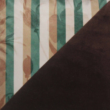 Stripes of Elegance Green Brown Geometric Mix and Match Print Velvet Cushion Cover 16" x 16" Set of 2